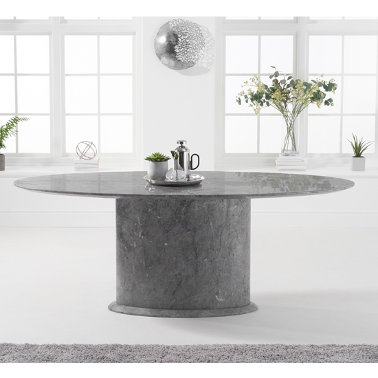 Cooper Oval Marble Dining Table In Grey