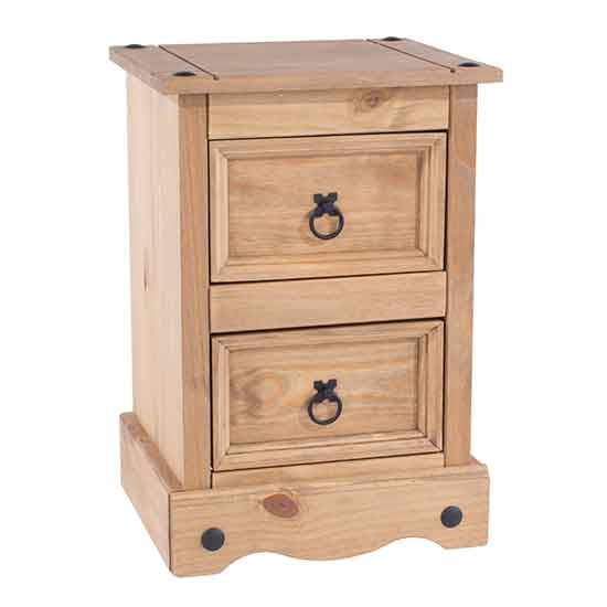 Corona Wooden 2 Drawers Petite Bedside Cabinet In Antique Wax