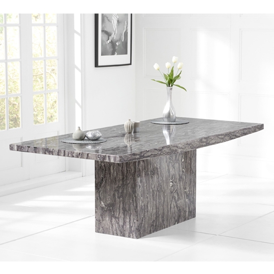 Coruna Marble 160cm Dining Table In Grey