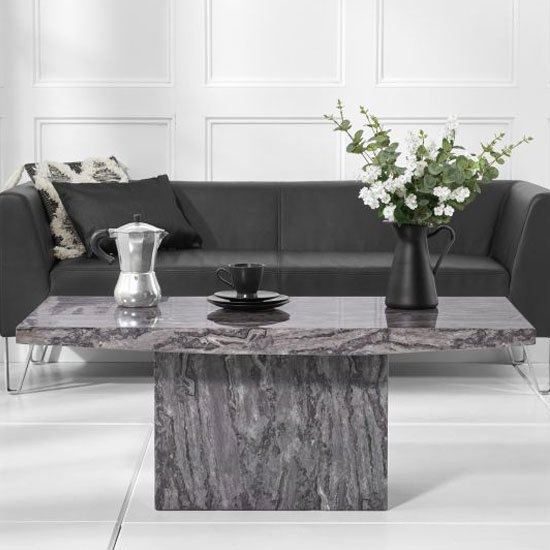 Coruna Marble Coffee Table In Grey High Gloss