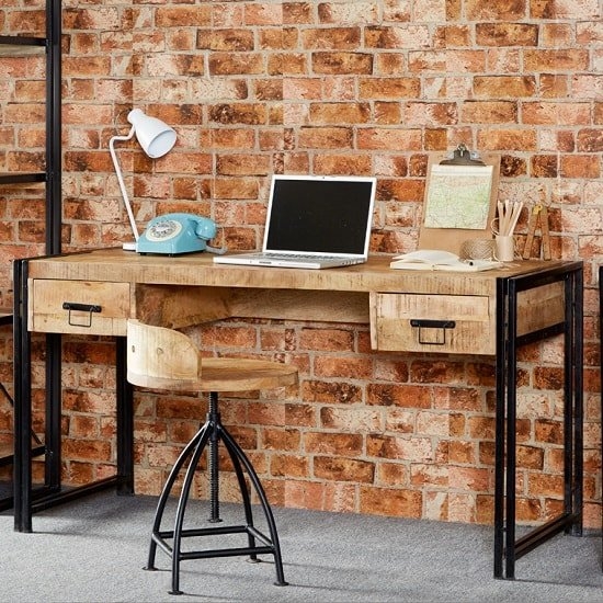 Cosmo Industrial Wooden Computer Desk In Reclaimed Wood