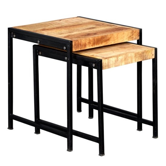 Cosmo Industrial Wooden Nest Of 2 Tables In Oak