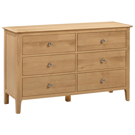 Cotswold Wide Wooden Chest Of Drawers In Natural With 6 Drawers