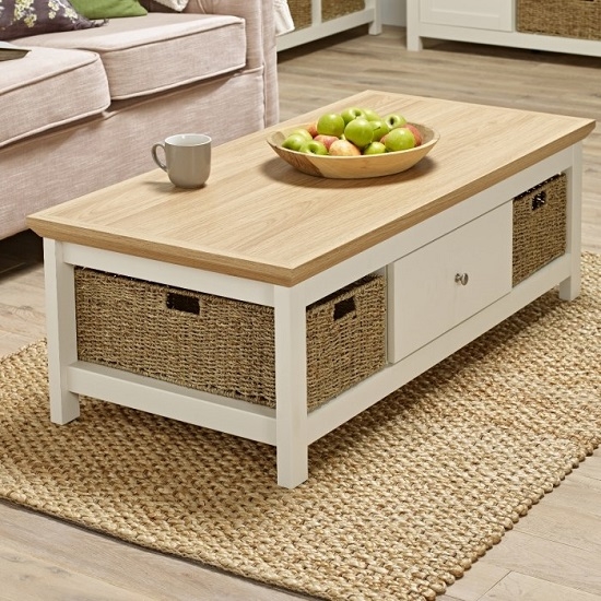 Cotswold Wooden Coffee Table In Cream And Oak