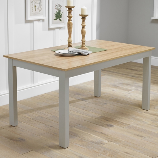 Cotswold Wooden Large Dining Table In Grey And Oak