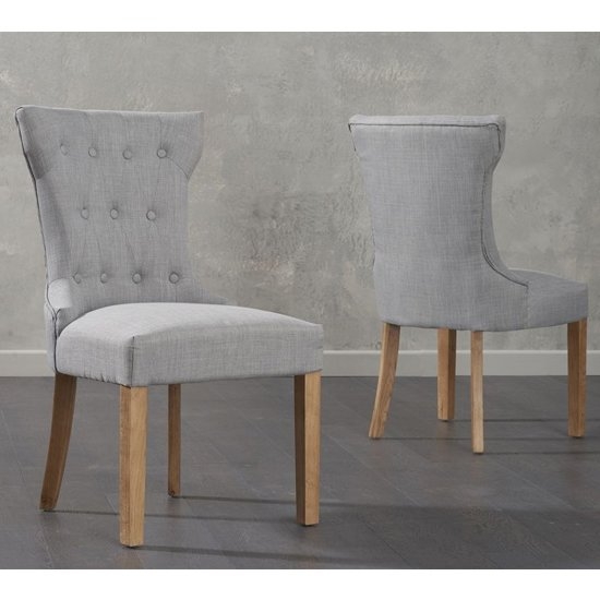 Courtney Grey Fabric Dining Chairs In Pair