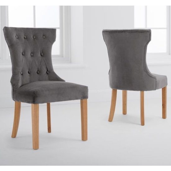Courtney Grey Velvet Dining Chairs In Pair