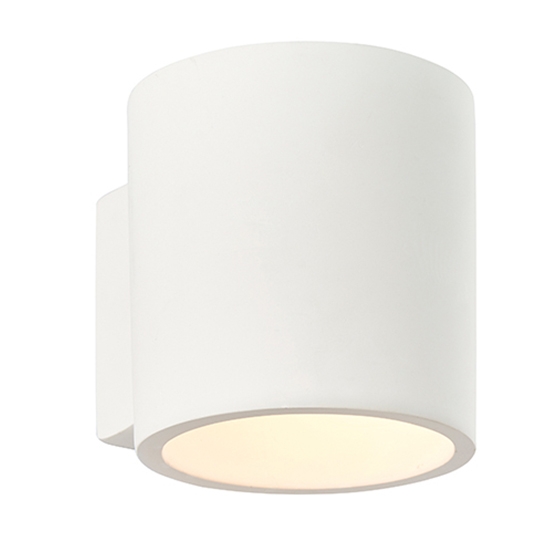 Curve Led Wall Light In Smooth White Plaster