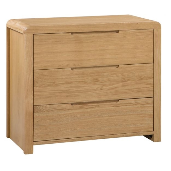 Curve Wooden Chest Of Drawers In Waxed Oak With 3 Drawers