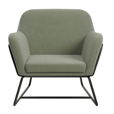 Charles Velvet Armchair In Sage With Matte Black Legs