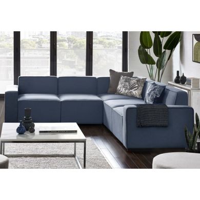 Lago Linen Fabric Combination Corner Sofa In Blue