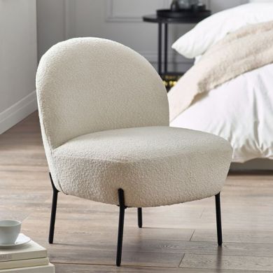 Lulu Boucle Fabric Accent Chair In Ivory