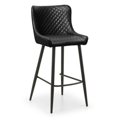 Luxe Faux Leather Bar Stool In Black