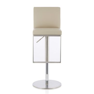 Petunia Faux Leather Swivel Adjustable Height Bar Stool In Beige