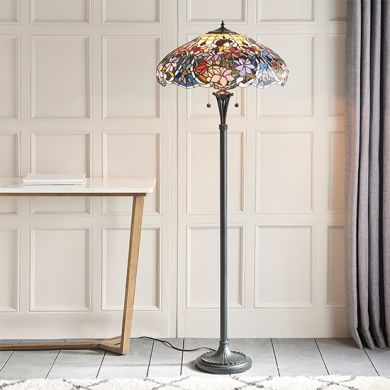 Sullivan Tiffany Glass Floor Lamp In Dark Bronze