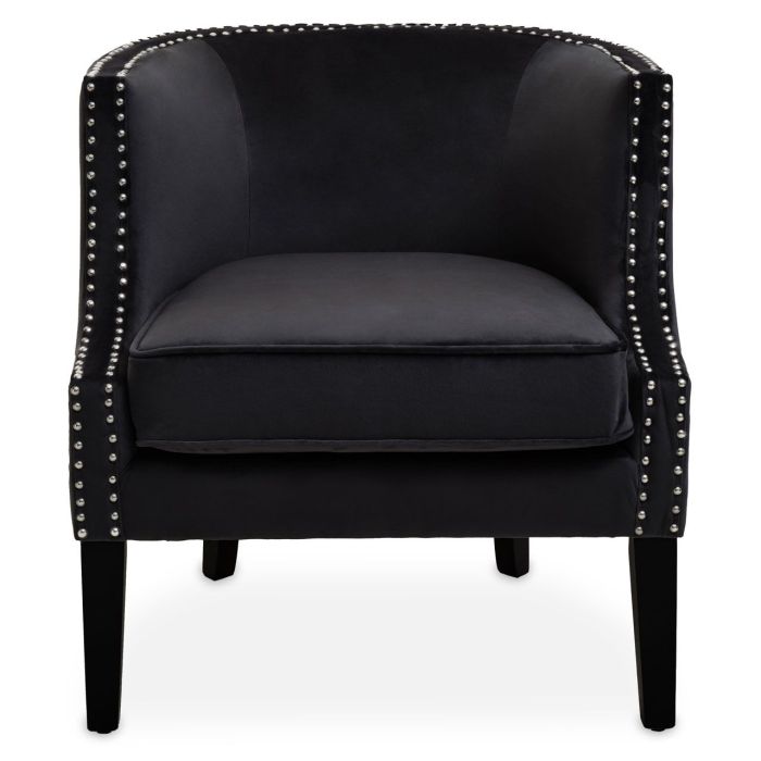 Larissa Velvet Studded Bedroom Chair In Black With Black