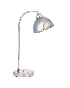 Caspa Smoked Mirrored Glass Shade Table Lamp In Bright Nickel