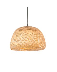 Bali Natural Bamboo Woven Shade Pendant Light With White Inner Diffuser