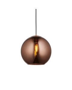 Boli Copper Mirrored Glass Shade Pendant Ceiling Light In Marr Black