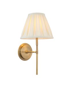 Rennes 10 Inch Cream Shade Wall Light With Carla Antique Brass Metal Base