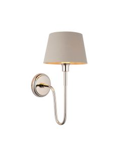 Rouen 8 Inch Grey Silk Shade Wall Light With Chatsworth Bright Nickel Metal Base