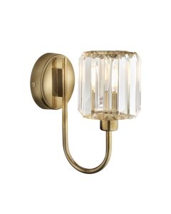 Berenice Clear Glass Shades Wall Light In Antique Brass