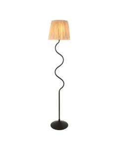 Wriggle Raffia Shade Floor Lamp In Matt Black