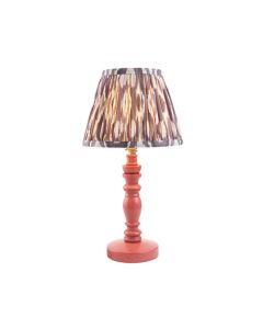 Bibury And Ikat 20cm Pearl Grey Fabric Shade Table Lamp In Satin Pink Clay