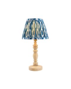 Bibury And Ikat 20cm Marlin Blue Fabric Shade Table Lamp In Natural Ash