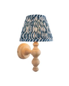 Bibury And Ripple 20cm Marlin Blue Fabric Shade Wall Light In Natural Ash