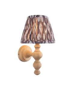 Bibury And Ikat 20cm Pearl Grey Fabric Shade Wall Light In Natural Ash