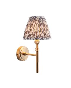 Chester And Leaf 16cm Pearl Grey Shade Wall Light In Aged Brass