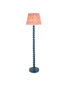 Higgledy And Ikat 40cm Coral Pink Shade Floor Lamp With High Gloss Marlin Blue Base