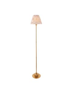 Burley Rechargeable And Ikat 25cm Neutral Shade Floor Lamp In Brushed Aged Brass