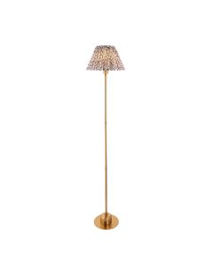 Burley Rechargeable And Leaf 30cm Pearl Grey Shade Floor Lamp In Brushed Aged Brass