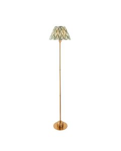 Burley Rechargeable And Zigzag 30cm Cotswold Green Shade Floor Lamp In Brushed Aged Brass