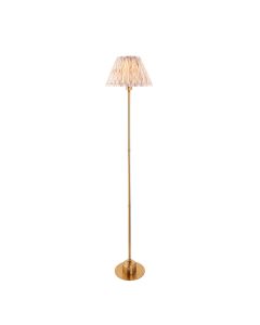 Burley Rechargeable And Ikat 30cm Neutral Shade Floor Lamp In Brushed Aged Brass