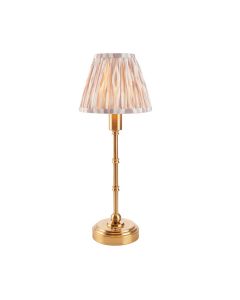 Burley Rechargeable And Ikat 16cm Neutral Shade Table Lamp In Brushed Aged Brass