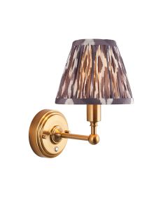 Burley Rechargeable And Ikat 16cm Pearl Grey Shade Wall Light In Brushed Aged Brass