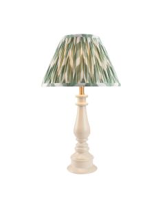 Myrtle And Zigzag 30cm Cotswold Green Shade Table Lamp With Gloss Almond White Base