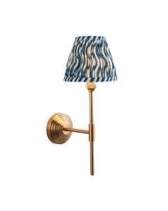 Obelisk T Bar And Ripple 16cm Marlin Blue Shade Wall Light In Brushed Aged Brass