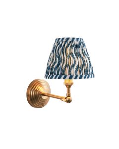 Obelisk Wing And Ripple 16cm Marlin Blue Shade Wall Light In Brushed Aged Brass