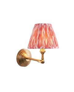 Obelisk Wing And Ikat 16cm Coral Pink Shade Wall Light In Brushed Aged Brass
