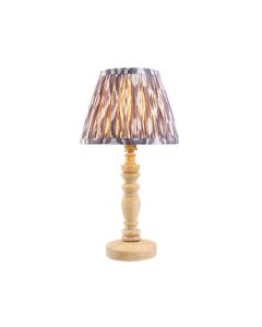 Bibury And Ikat 16cm Pearl Grey Fabric Shade Table Lamp In Natural Ash