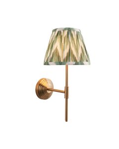 Obelisk T Bar And Zigzag 20cm Cotswold Green Shade Wall Light In Brushed Aged Brass