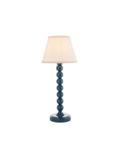 Higgledy And Ivy 20cm Vintage White Shade Table Lamp With High Gloss Marlin Blue Base