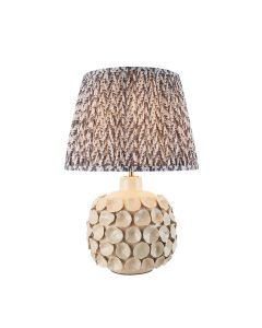 Borello And Leaf 35cm Pearl Grey Shade Table Lamp With Ivory Crackle Ceramic Base