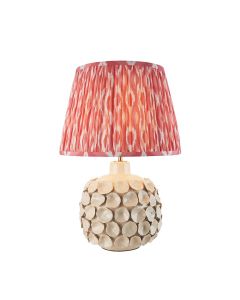 Bibury And Ripple 16cm Coral Pink Fabric Shade Table Lamp In Satin Cotswold Green