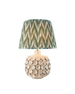 Bibury And Ripple 16cm Pearl Grey Fabric Shade Table Lamp In Satin Marlin Blue