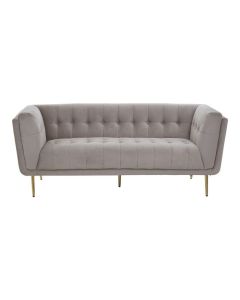 Halston Velvet 3 Seater Sofa In Mink With Gold Slanted Metal Legs